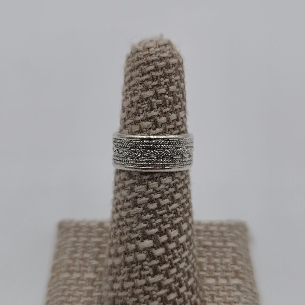 Size 6 Sterling Silver Unisex Braided Pattern Band Ring A2705